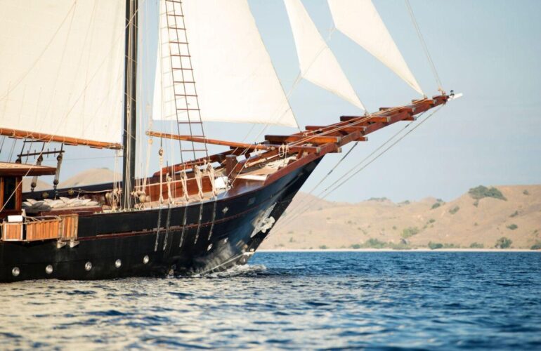 Amandira Yacht sailing through Indonesia seas.